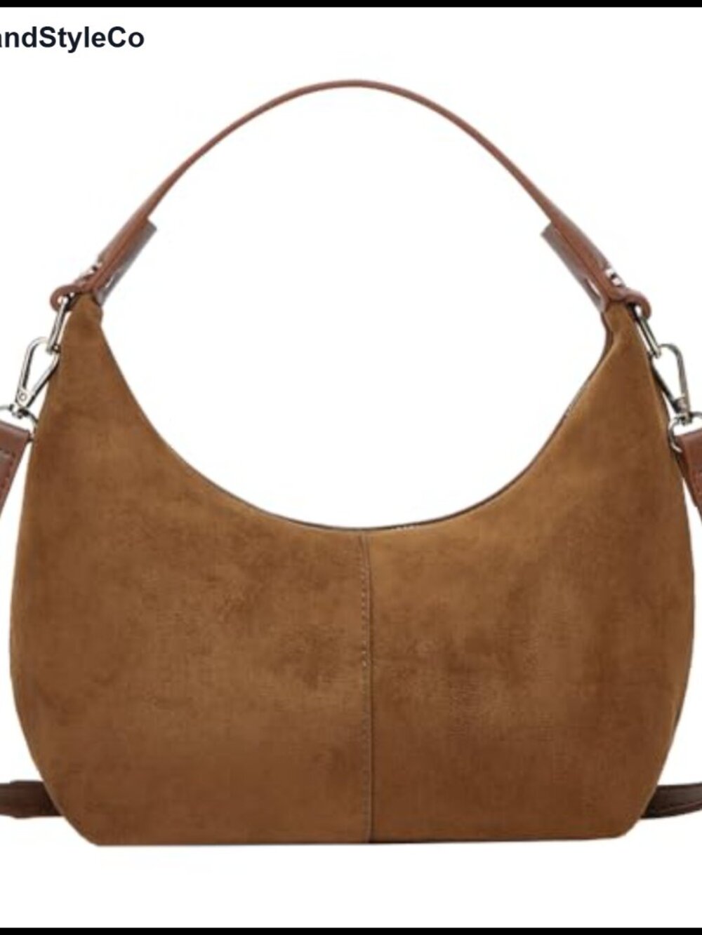 Faux Suede Crescent Tote Bag for Women Shoulder Handbag Casual Crossbody Purse